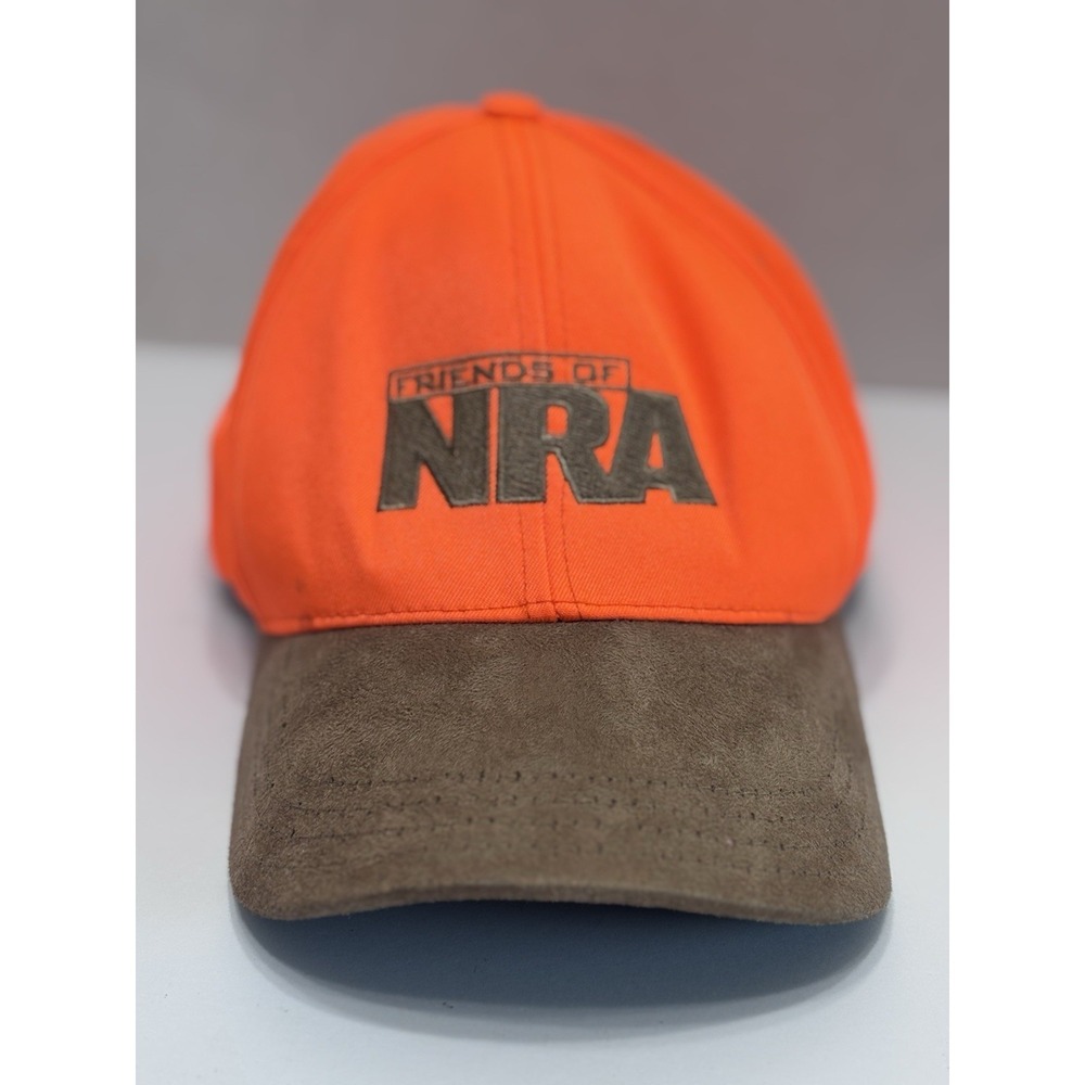Friends of NRA Hat Blaze‎ Orange Hunting Cap Brown Suede Bill USA Made Americap